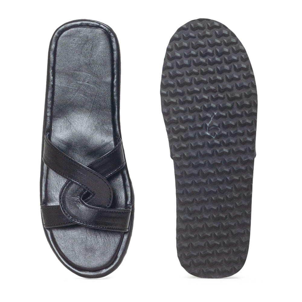 Cleopatra Leather Domani Slippers (Black)