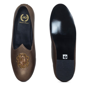 Royal Crest©️ Leather Juttis (Limited Edition - Bronze)(Patent Copyright Artwork)(Size 13/47)