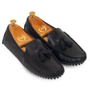 Gommino Leather Tassel Loafers (Black) — Black loafers | Modello Domani