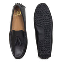 Gommino Leather Tassel Loafers (Black) — Black loafers | Modello Domani