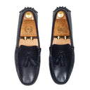 Gommino Leather Tassel Loafers (Black) — Black loafers | Modello Domani