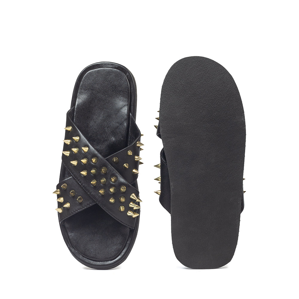 New Roman Leather Golden Spike'd Leather Domani Slippers Men (Limited Edition)