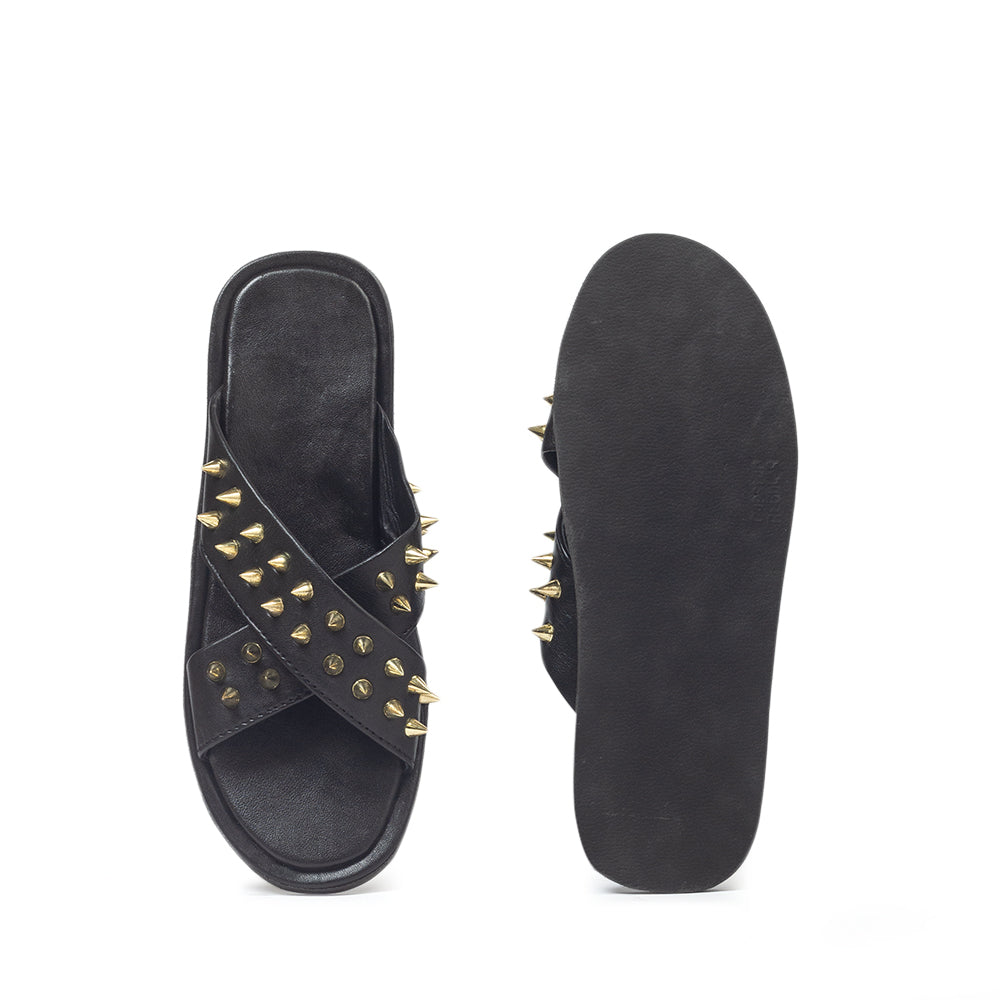 New Roman Leather Golden Spike'd Domani Slippers Women (Limited Edition)
