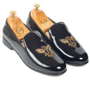 The Falcon Slipons (Patent Black) — Black slipons | Modello Domani