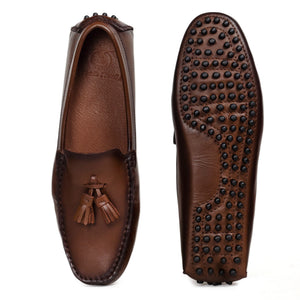 Gommino Leather Tassel Loafers (Brown Burnish)
