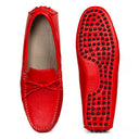 Gommino Leather Bow Loafers (Red) — Red loafers | Modello Domani