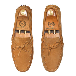 Gommino Suede Bow Loafers (Light Tan)