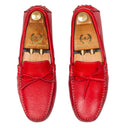 Gommino Leather Bow Loafers (Red) — Red loafers | Modello Domani
