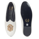 Royal Crest©️ Leather Juttis (Ivory White)(Patent Copyright Artwork) — White juttis | Modello Domani