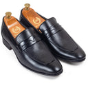 Italian Textured Slipons (Black) — Black slipons | Modello Domani