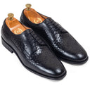 Woven Leather Brogues (Black) — Black shoes | Modello Domani