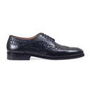 Woven Leather Brogues (Black) — Black shoes | Modello Domani
