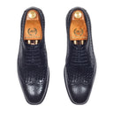 Woven Leather Brogues (Black) — Black shoes | Modello Domani