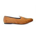 Royal Crest©️ Velvet Juttis (Light Tan)(Patent Copyright Artwork) — Tan juttis | Modello Domani