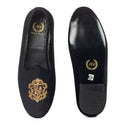 Royal Crest©️ Velvet Juttis (Black)(Patent Copyright Artwork) — Black juttis | Modello Domani