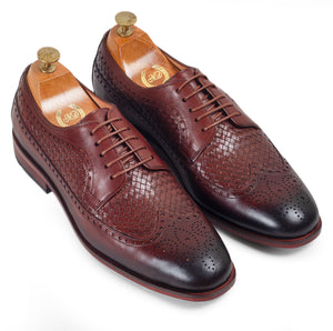 Leather Woven Oxfords (Tan Brown)