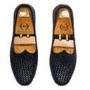 Woven Leather Juttis (Black) — Black juttis | Modello Domani