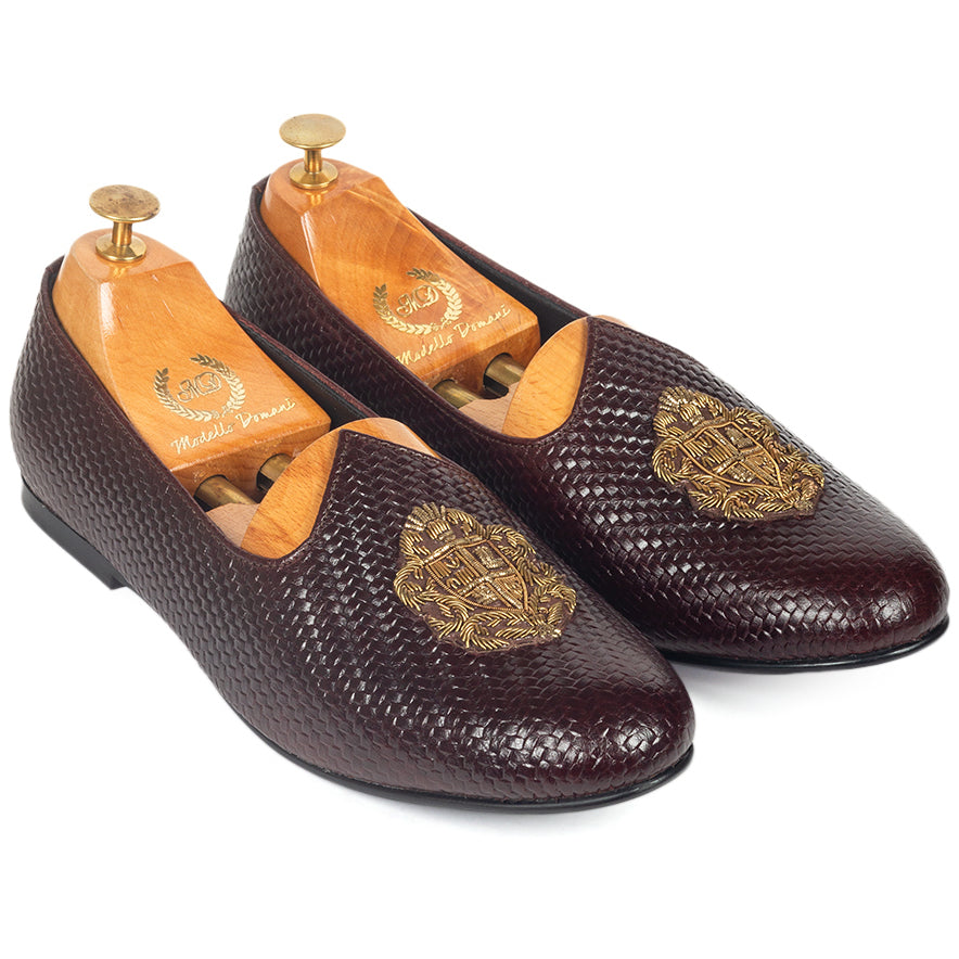 Royal Crest©️ Textured Leather Juttis (Limited Edition - Brown)(Patent Copyright Artwork)