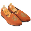 Royal Crest©️ Velvet Juttis (Limited Edition - Orange Tan)(Patent Copyright Artwork) — Tan juttis | Modello Domani