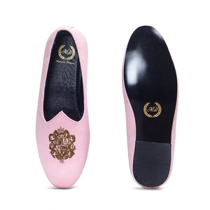 Royal Crest©️ Velvet Juttis (Baby Pink - Limited Edition)(Patent Copyright Artwork)