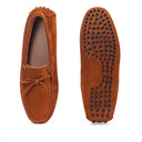 Gommino Suede Bow Loafers (Dark Tan) — Tan loafers | Modello Domani