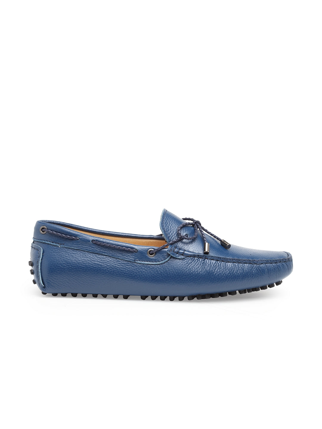 Gommino Leather Bow Loafers (Dark Blue)